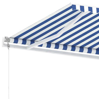 vidaXL Avtomatska tenda LED + senzor 400x300 cm modra in bela