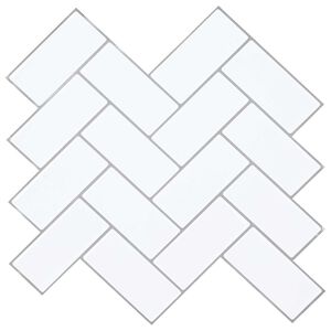 vidaXL Plo&scaron;čica ribje kosti 10 pcs Bela siva 30 x 30 cm