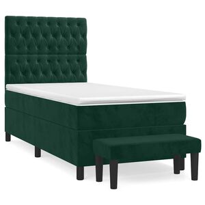 vidaXL Box spring postelja z vzmetnico temno zelena 80x200 cm žamet