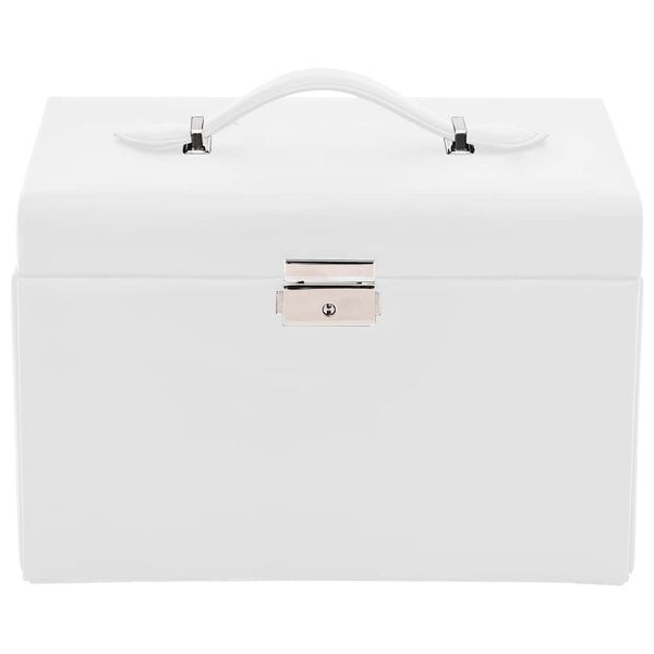 vidaXL Škatla za nakit 3-vrstična z ogledalom, zaklenljiva