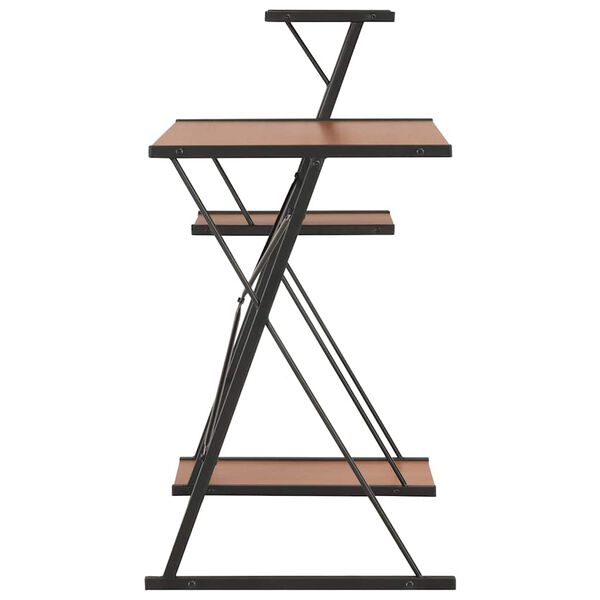 vidaXL Pisalna miza s polico črna in rjava 116x50x93 cm