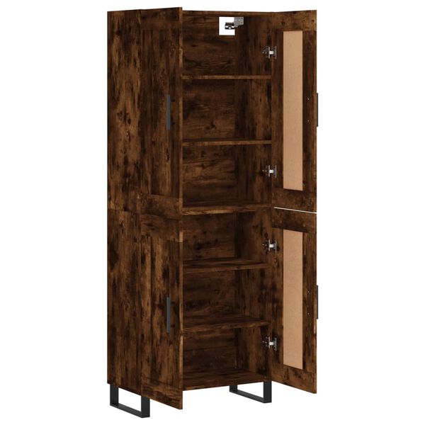 vidaXL Visoka komoda dimljen hrast 69,5x34x180 cm inženirski les