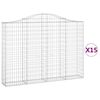 vidaXL Obokane gabion košare 15kosov 200x30x140/160cm pocinkano železo