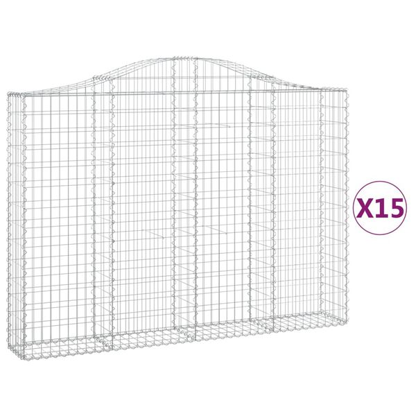 vidaXL Obokane gabion košare 15kosov 200x30x140/160cm pocinkano železo