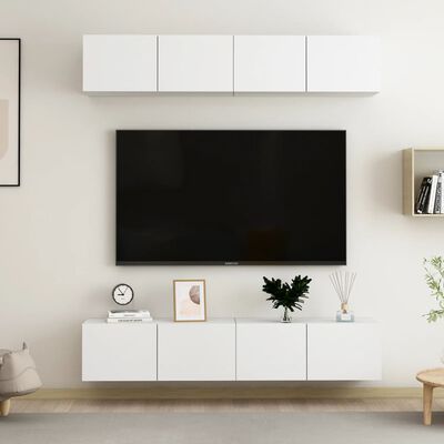 vidaXL TV omarice 4 kosi bele 80x30x30 cm iverna plošča