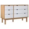vidaXL Predalnik OTTA rjav in bel 111x43x73,5 cm trdna borovina