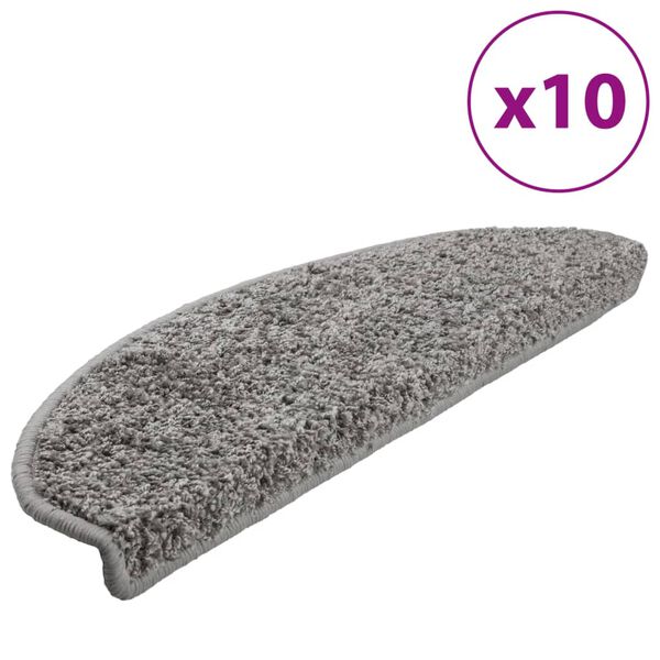 vidaXL Stopni&scaron;čne preproge 10 kosov 65x21x4 cm sive polkrožne velike