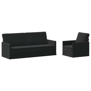 vidaXL Kavčna garnitura 2 pcs Črna Žamet