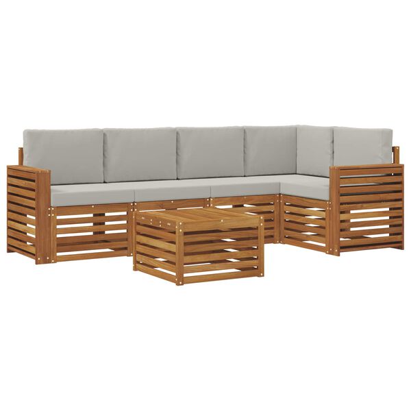 vidaXL Sedežne garniture z blazino 6 pcs Naravna in svetlo siva