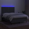 vidaXL Box spring postelja z vzmetnico LED temno siva 140x190 cm blago