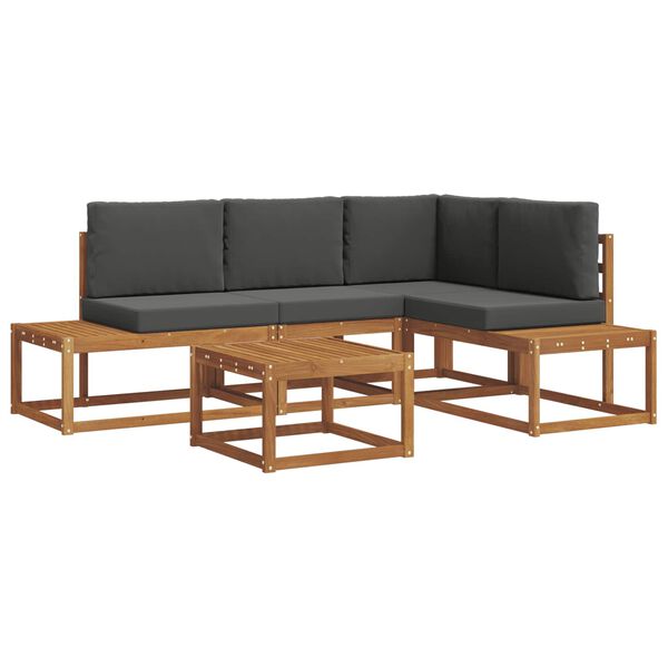 vidaXL Zunanja garnitura za sedenje 5 Kos Naravna in antracitna
