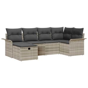 vidaXL Vrtna sedežna garnitura z blazino 6 pcs Poly ratan