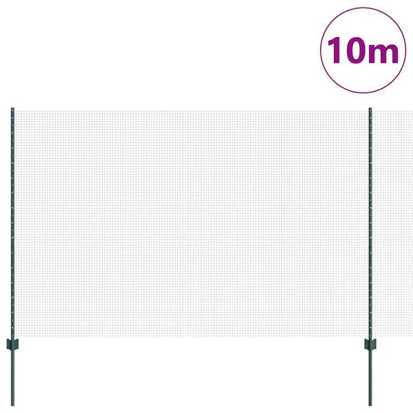 vidaXL Ograja s stebrom Zelena 1,6 x 10 m Jeklo in PVC