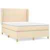 vidaXL Box spring postelja z vzmetnico krem 140x190 cm blago