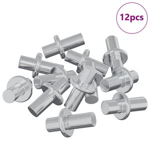 vidaXL Polica Peg 12 pcs srebrna 8,6 x 8,6 x 14,6 mm Jeklo
