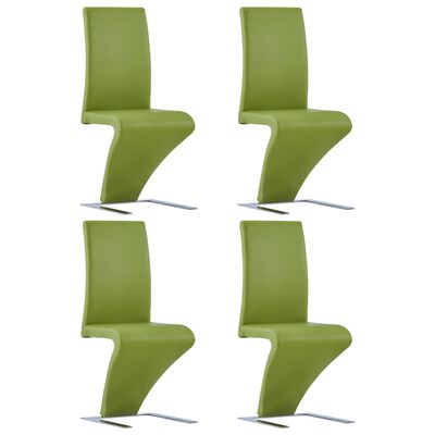 vidaXL Jedilni stoli cikcak oblike 4 kosi zeleno umetno usnje