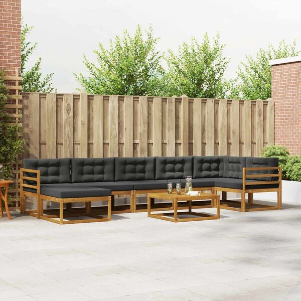 vidaXL Zunanja garnitura za sedenje 8 pcs Naravna in antracitna