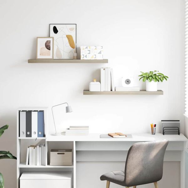 vidaXL Stenske police 2 kosa barva hrasta 90x23,5x3,8 cm MDF