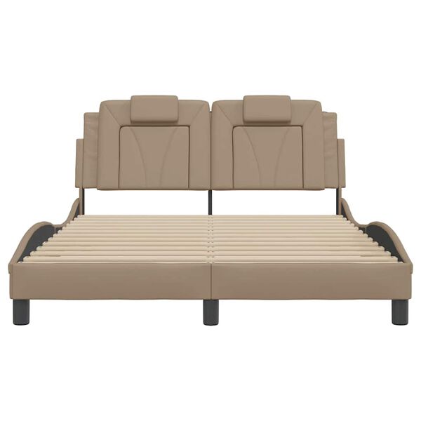 vidaXL Posteljni okvir brez vzmetnice Viana kapučino 140x200 cm umetno usnje