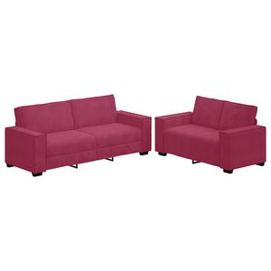 vidaXL 2-delni komplet sedežne garniture z blazinami vinsko rdeč žamet