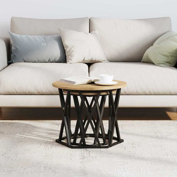 vidaXL Stranska miza 2 pcs Umetni hrast Inženirski les in jeklo