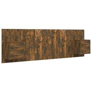 vidaXL Posteljno vzglavje z omaricami dimljeni hrast konstruiran les