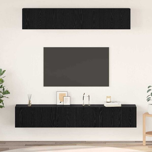 vidaXL Komplet TV omaric 5 pcs Črna Orehovina Konstruiran les