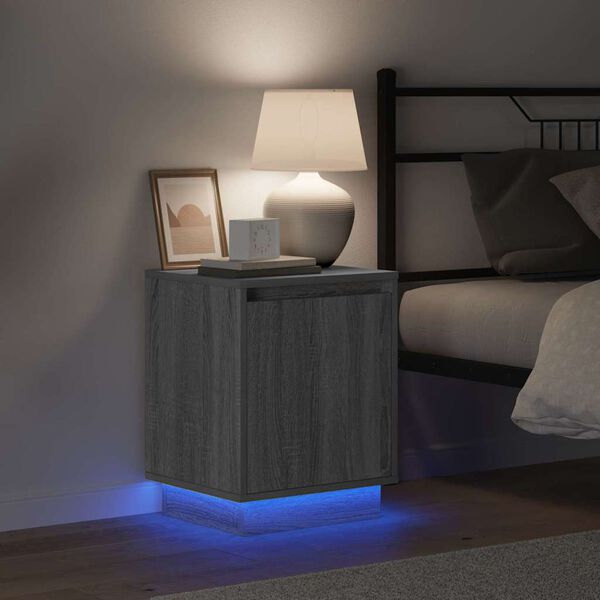 vidaXL Nočna omarica Siva 39 x 34,5 x 50 cm Konstruiran les