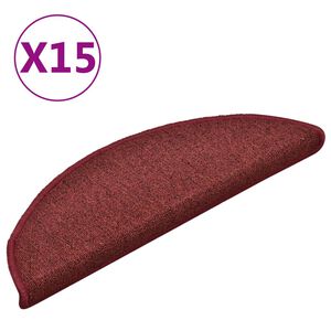 vidaXL Stopni&scaron;čne preproge 15 kosov 56x17x3 cm bordo polkrožne