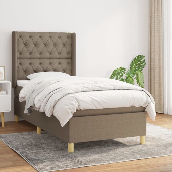 vidaXL Box spring postelja z vzmetnico taupe 80x200 cm blago