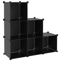 vidaXL Kockasta omarica za shranjevanje s 6 kockami črna PP
