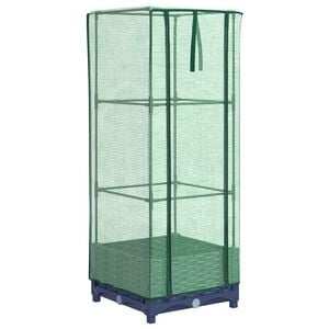 vidaXL Visoka greda s prevleko za rastlinjak videz ratana 40x40x123 cm