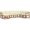 vidaXL Zunanja garnitura za sedenje z blazino 8 pcs Naravna in smetana