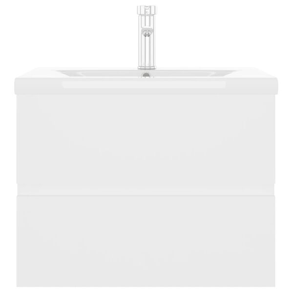 vidaXL Omarica za umivalnik z vgradnim umivalnikom bela iverna plo&scaron;ča