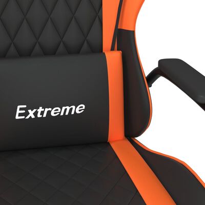 vidaXL Masažni gaming stol črno in oranžno umetno usnje