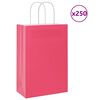 vidaXL Papirnate vrečke 250 kosov z ročaji roza 21x11x31 cm