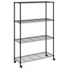 vidaXL 4-nadstropni regal s kolesi 90x35x142 cm črn 200 kg