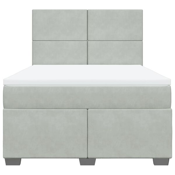 vidaXL Box spring postelja z vzmetnico svetlo siv 140x190 cm žamet