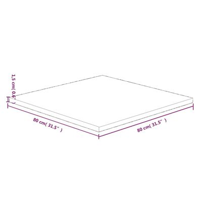 vidaXL Kvadratna mizna plošča temno rjava 80x80x1,5cm trdna hrastovina