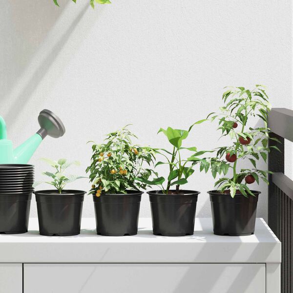 vidaXL Cvečni lonec 200 pcs Črna &Oslash; 15 x 12.5 cm Plastika