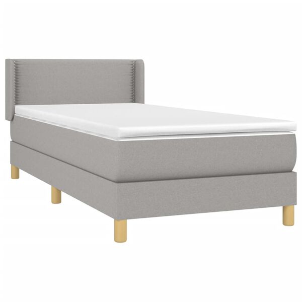 vidaXL Box spring postelja z vzmetnico svetlo siva 90x190 cm blago