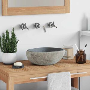 vidaXL Umivalnik iz rečnega kamna ovalen (29-38)x(24-31) cm