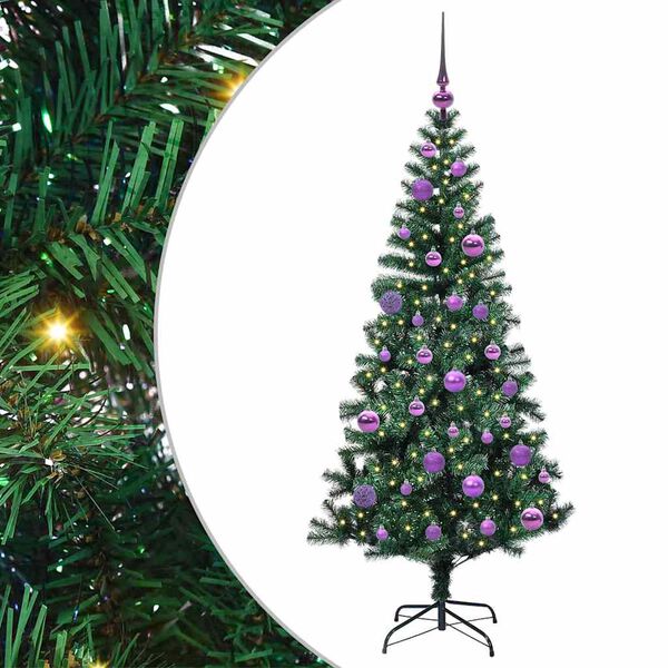 vidaXL Umjetna preddekorirana božićna jelka med 150 LED Zelena 150 cm