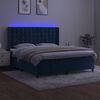 vidaXL Box spring postelja z vzmetnico LED temno modra 180x200cm žamet