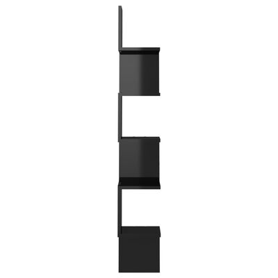 vidaXL Stenska kotna polica visok sijaj črna 20x20x127,5 cm iverna pl.