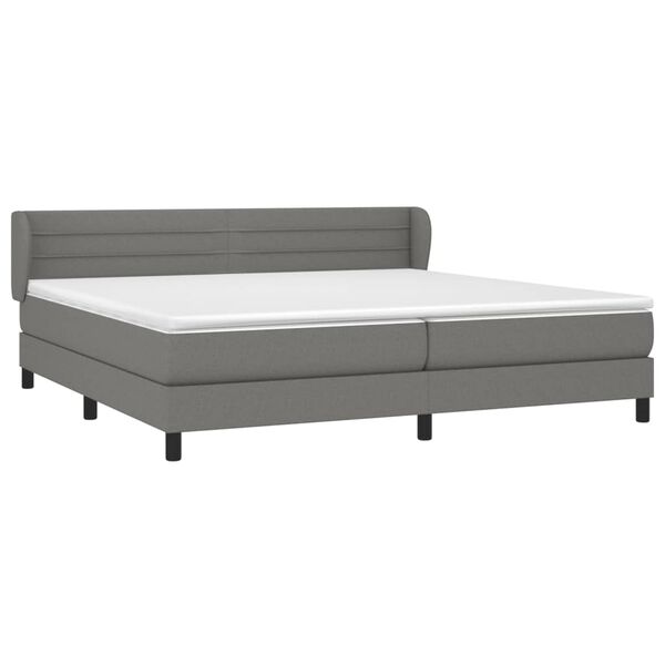 vidaXL Box spring postelja z vzmetnico temno siva 200x200 cm blago