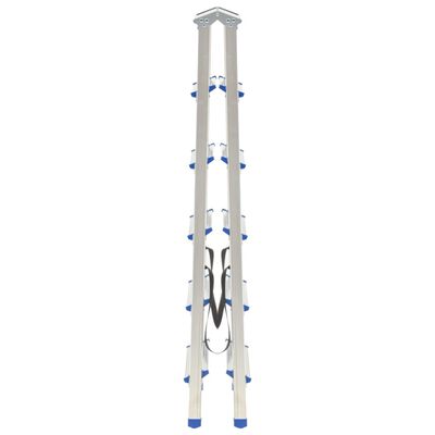 vidaXL Aluminijasta dvostranska lestev s 6 stopnicami 136 cm