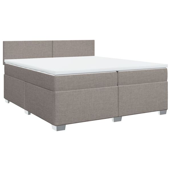 vidaXL Box spring postelja z vzmetnico taupe 200x200 cm blago