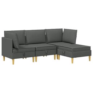 vidaXL Komplet pohi&scaron;tva za dnevno sobo 4 pcs Temno siva Blago