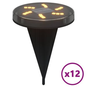 vidaXL Solarne talne svetilke s konicami zunanje 12 kosov toplo bele